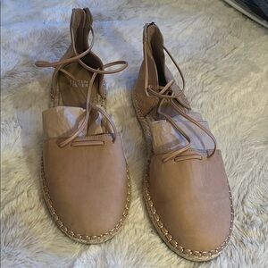 Eileen Fisher Women's Leather Espadrilles in a beige rose leather